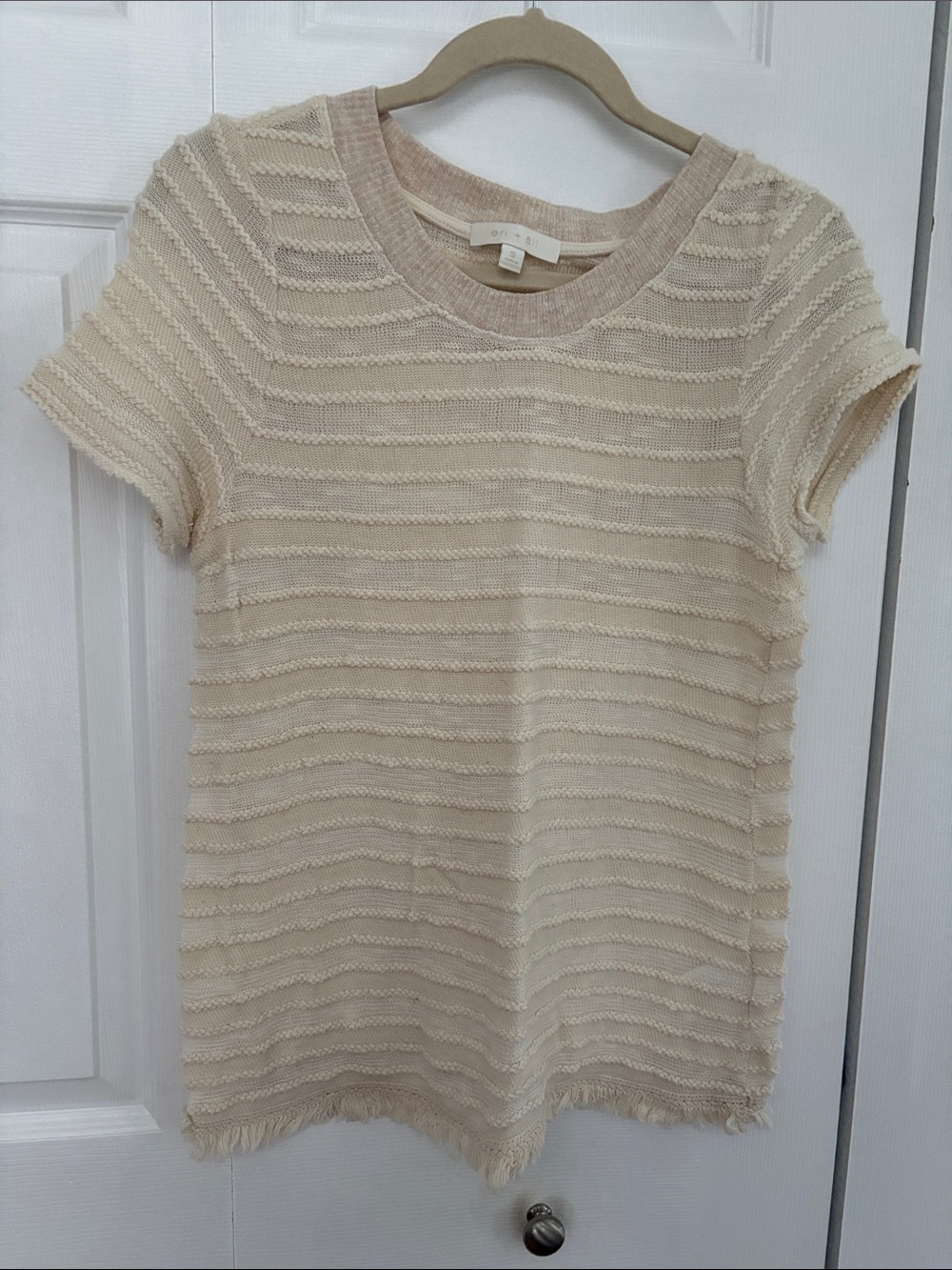 Anthropologie Fringe Short Sleeve Knit Top SUPER CUTE